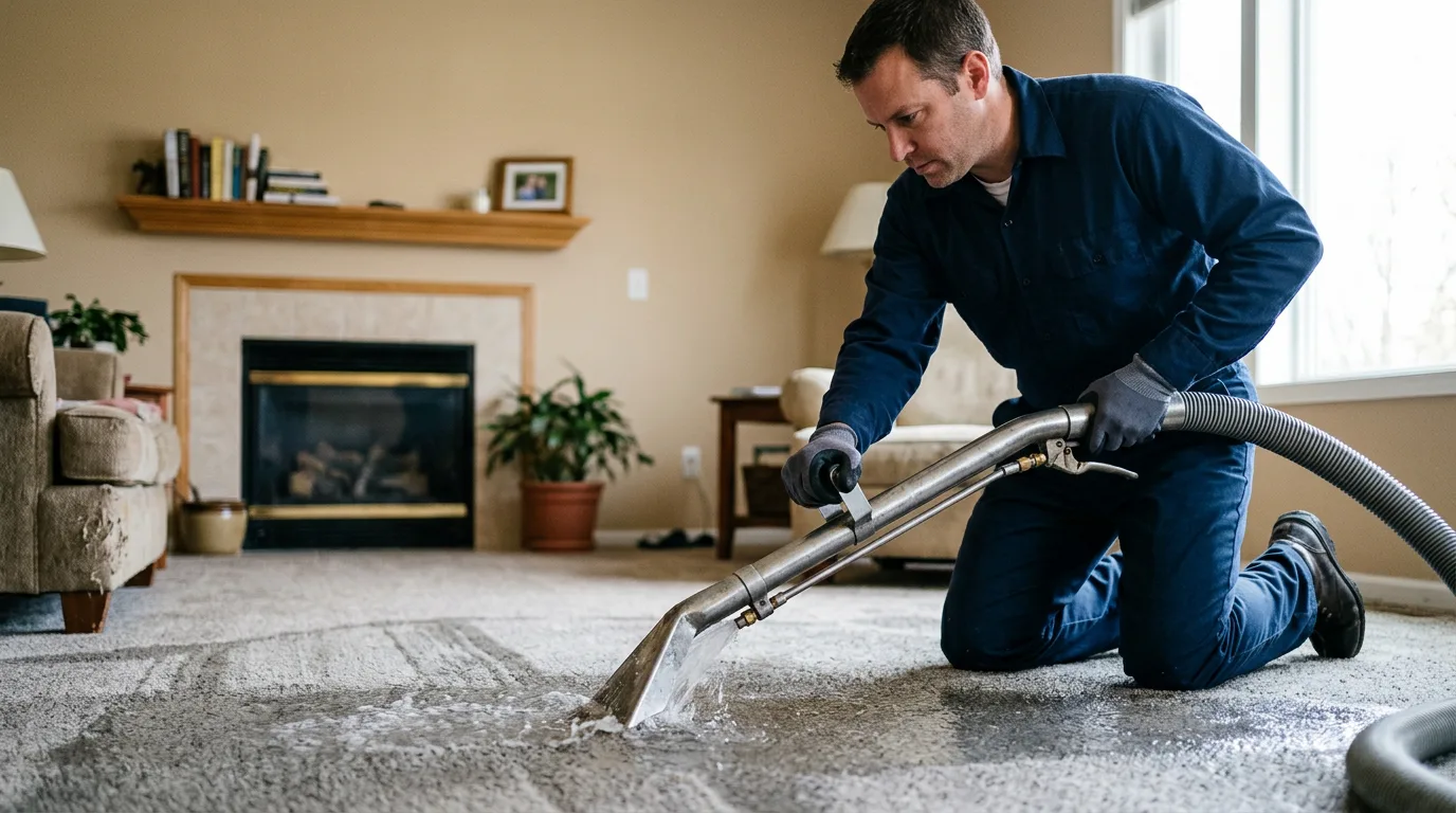 Water damage restoration technician working near Mannsville, KY